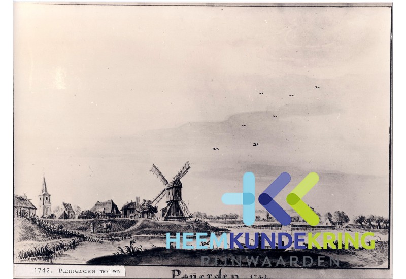 1742 De omgeving van Pannerden met Pannerdense Molen Coll. HKR